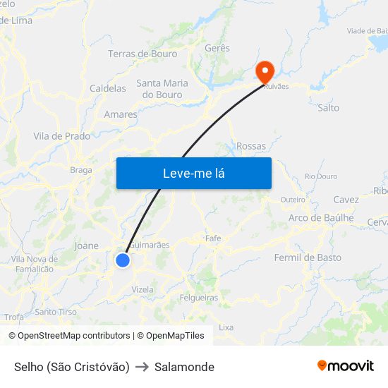 Selho (São Cristóvão) to Salamonde map