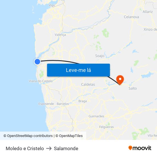 Moledo e Cristelo to Salamonde map