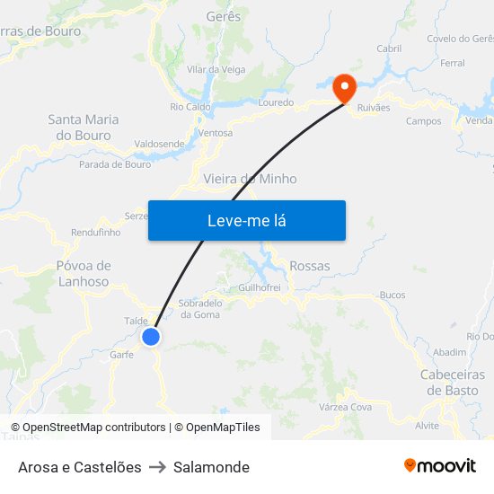 Arosa e Castelões to Salamonde map