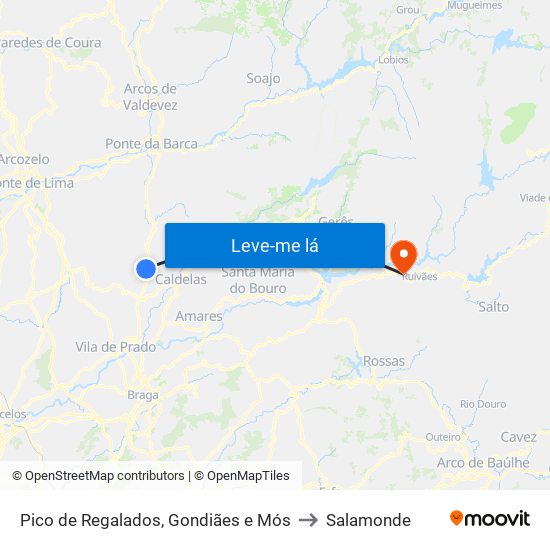 Pico de Regalados, Gondiães e Mós to Salamonde map