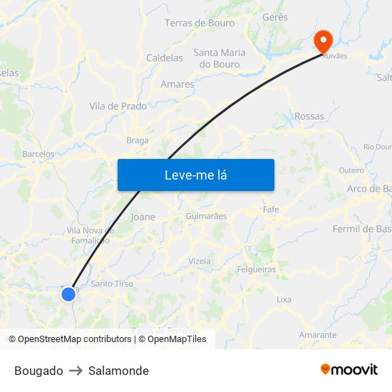 Bougado to Salamonde map