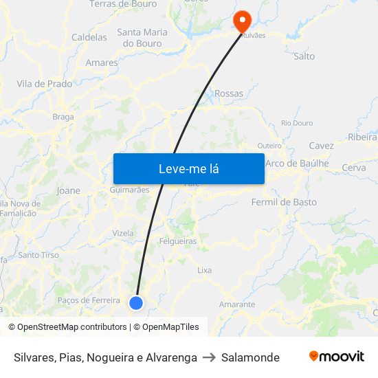 Silvares, Pias, Nogueira e Alvarenga to Salamonde map