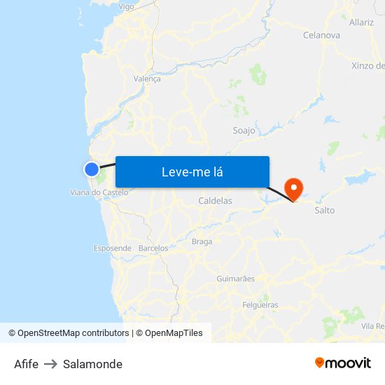 Afife to Salamonde map