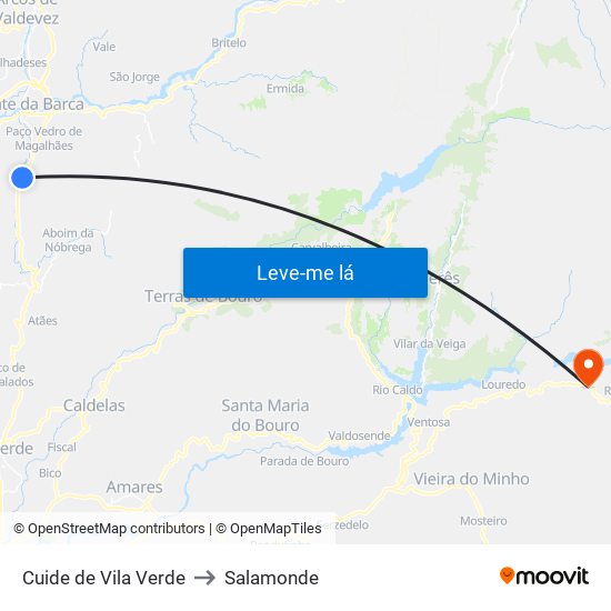 Cuide de Vila Verde to Salamonde map