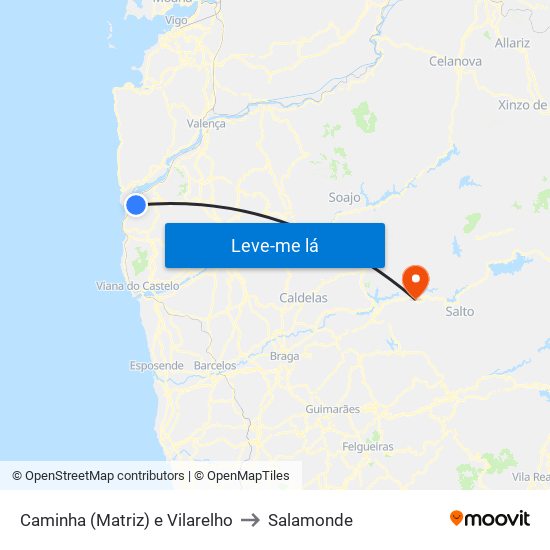 Caminha (Matriz) e Vilarelho to Salamonde map