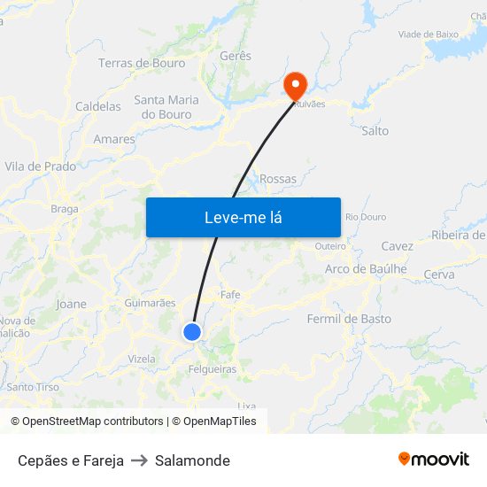 Cepães e Fareja to Salamonde map