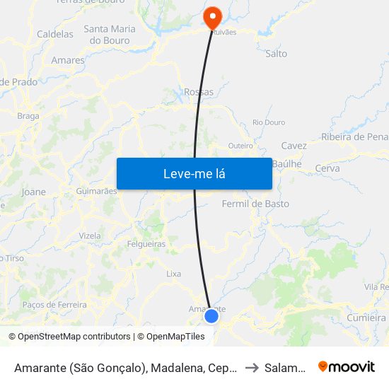 Amarante (São Gonçalo), Madalena, Cepelos e Gatão to Salamonde map