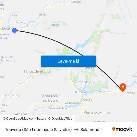 Touvedo (São Lourenço e Salvador) to Salamonde map