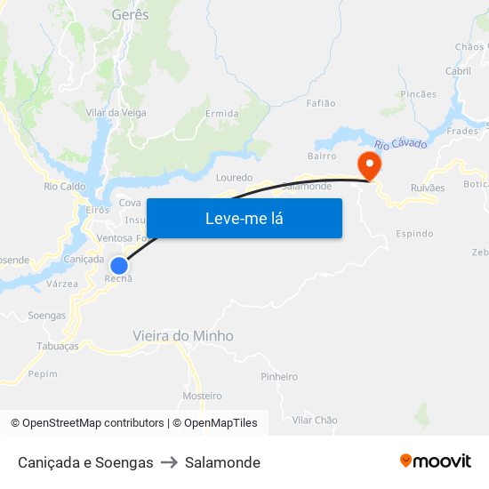 Caniçada e Soengas to Salamonde map