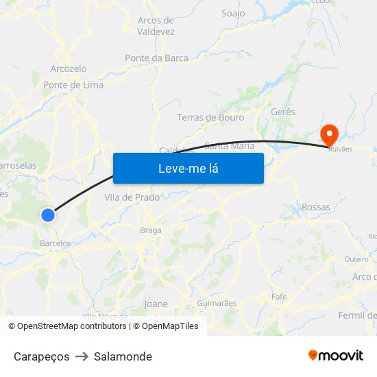 Carapeços to Salamonde map