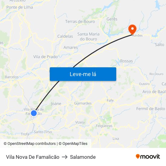 Vila Nova De Famalicão to Salamonde map