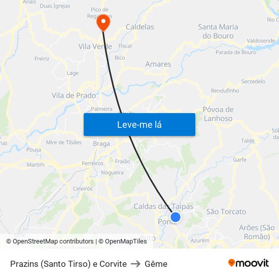 Prazins (Santo Tirso) e Corvite to Gême map