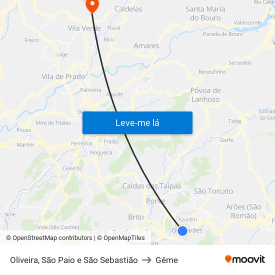 Oliveira, São Paio e São Sebastião to Gême map