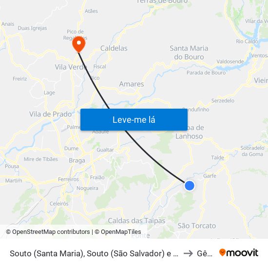 Souto (Santa Maria), Souto (São Salvador) e Gondomar to Gême map