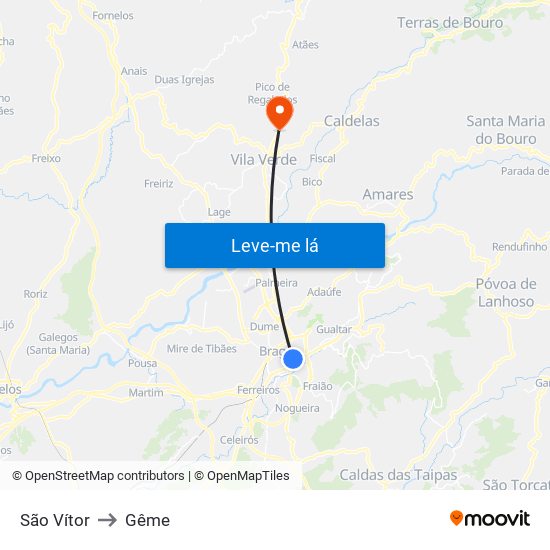 São Vítor to Gême map