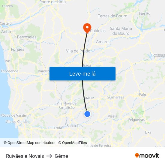 Ruivães e Novais to Gême map