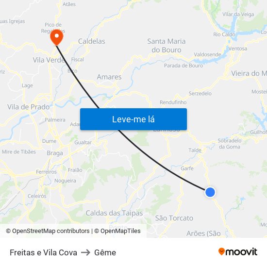 Freitas e Vila Cova to Gême map