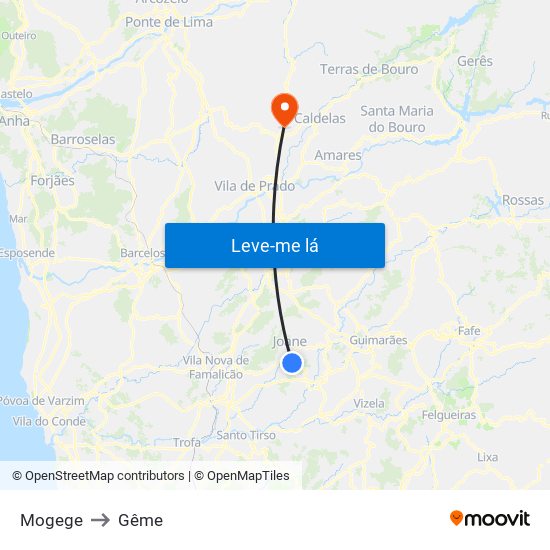 Mogege to Gême map