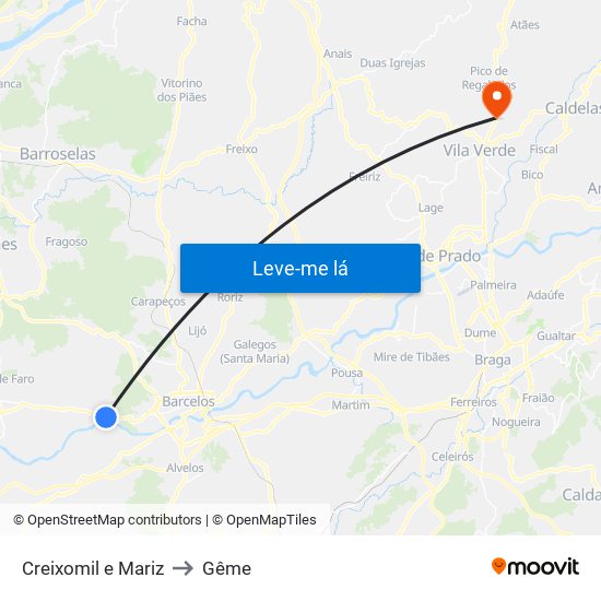 Creixomil e Mariz to Gême map