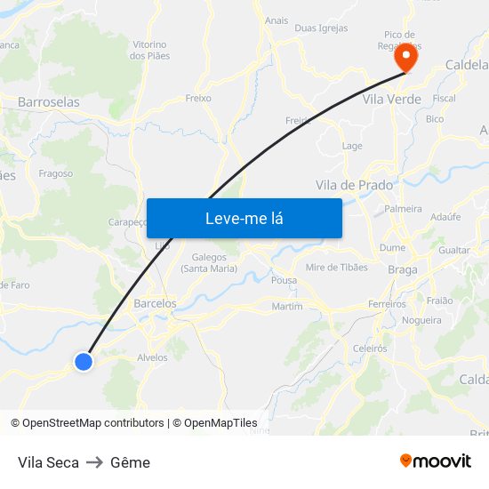 Vila Seca to Gême map