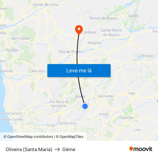 Oliveira (Santa Maria) to Gême map