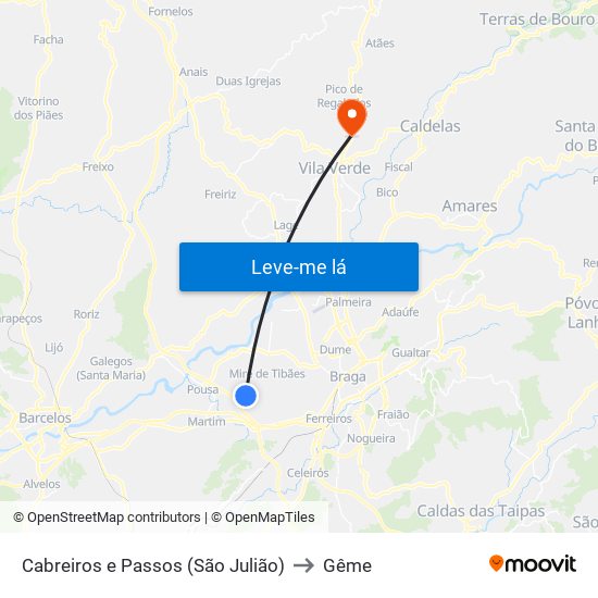 Cabreiros e Passos (São Julião) to Gême map