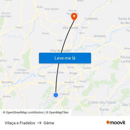 Vilaça e Fradelos to Gême map