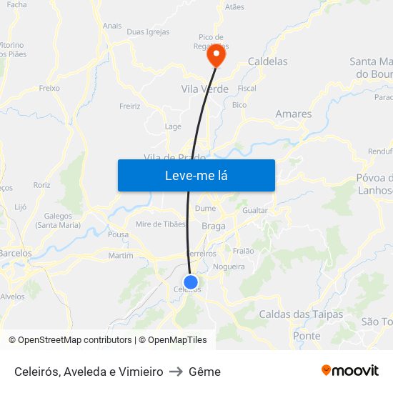 Celeirós, Aveleda e Vimieiro to Gême map