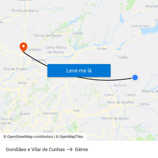 Gondiães e Vilar de Cunhas to Gême map