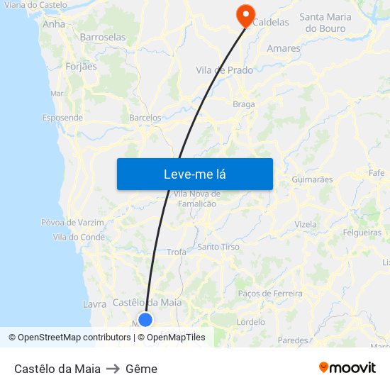 Castêlo da Maia to Gême map