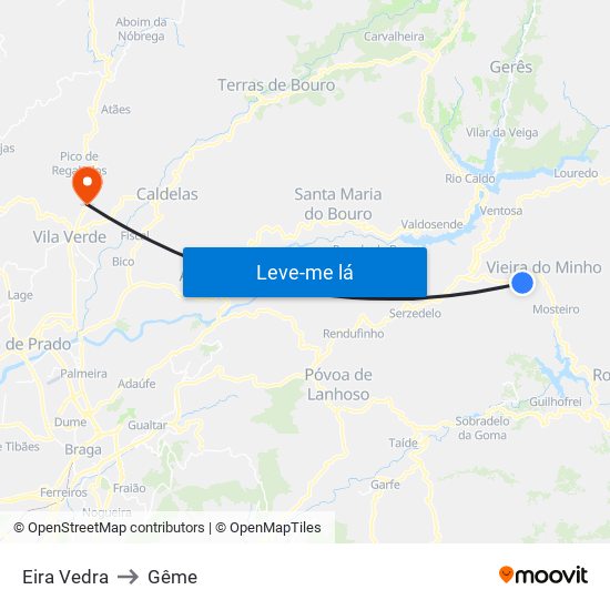 Eira Vedra to Gême map