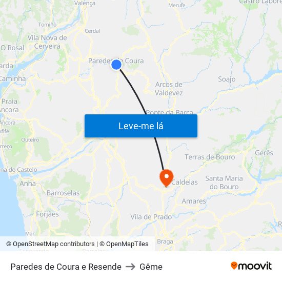 Paredes de Coura e Resende to Gême map