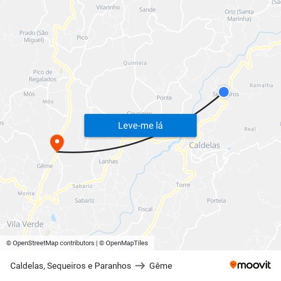 Caldelas, Sequeiros e Paranhos to Gême map