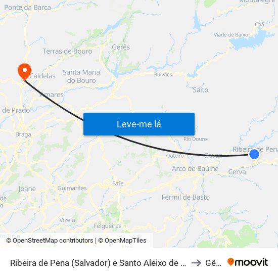 Ribeira de Pena (Salvador) e Santo Aleixo de Além-Tâmega to Gême map