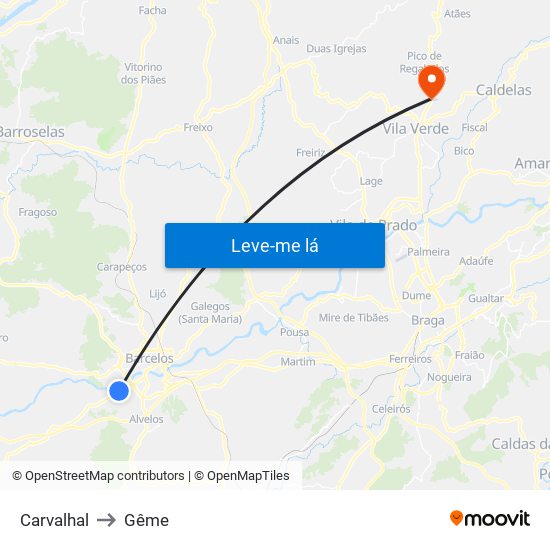 Carvalhal to Gême map