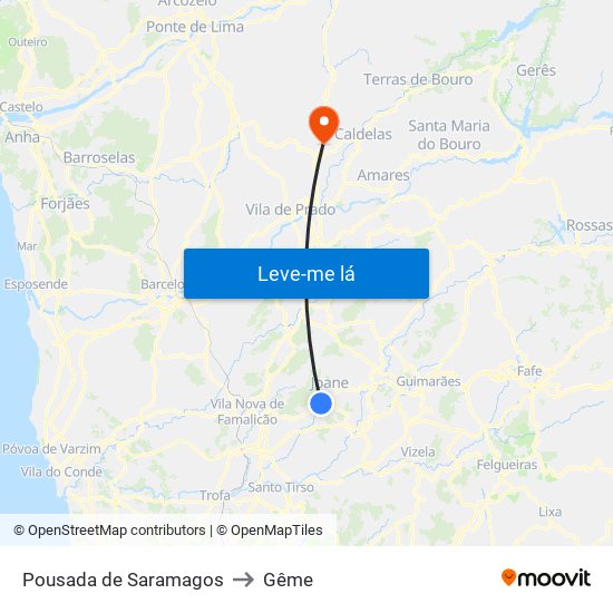 Pousada de Saramagos to Gême map