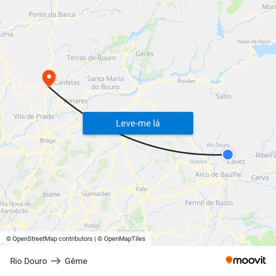 Rio Douro to Gême map