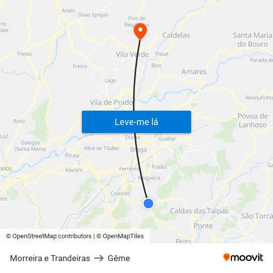 Morreira e Trandeiras to Gême map