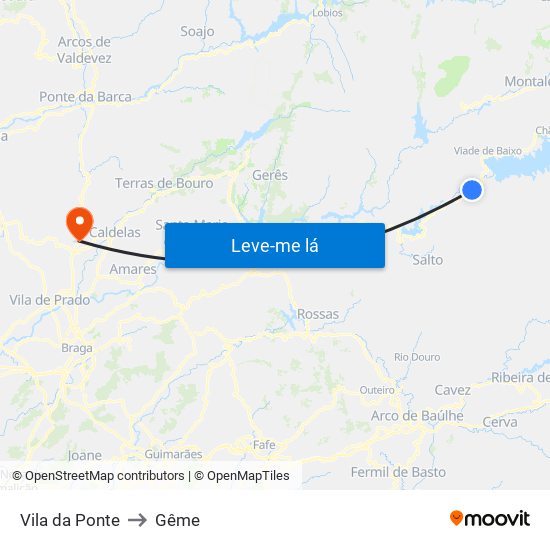 Vila da Ponte to Gême map
