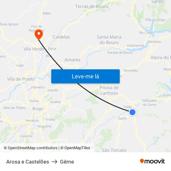 Arosa e Castelões to Gême map