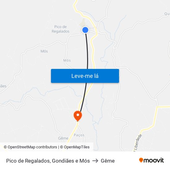 Pico de Regalados, Gondiães e Mós to Gême map