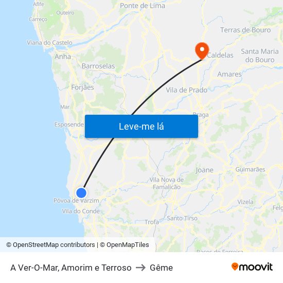 A Ver-O-Mar, Amorim e Terroso to Gême map