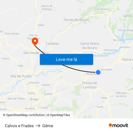 Calvos e Frades to Gême map