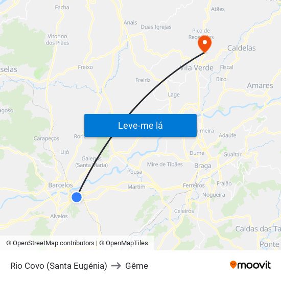 Rio Covo (Santa Eugénia) to Gême map