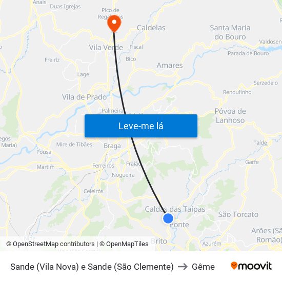 Sande (Vila Nova) e Sande (São Clemente) to Gême map