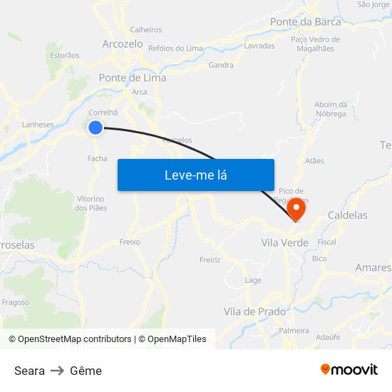 Seara to Gême map