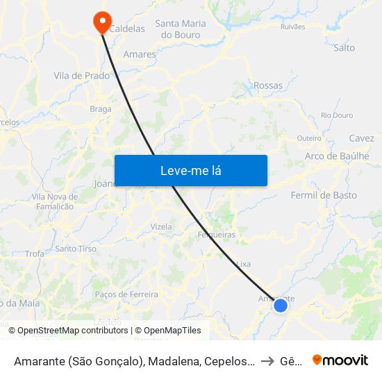 Amarante (São Gonçalo), Madalena, Cepelos e Gatão to Gême map