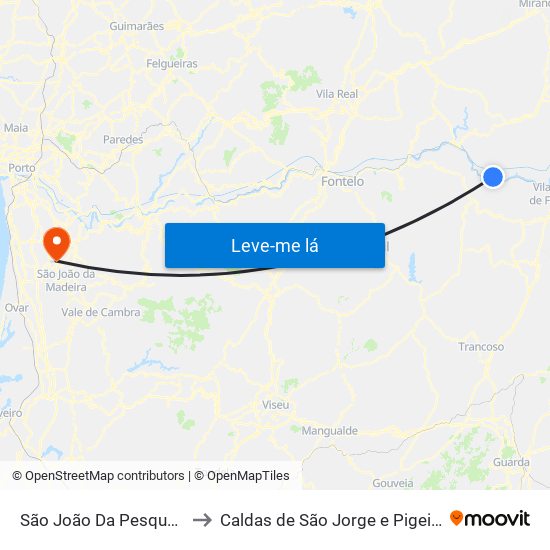 São João Da Pesqueira to Caldas de São Jorge e Pigeiros map