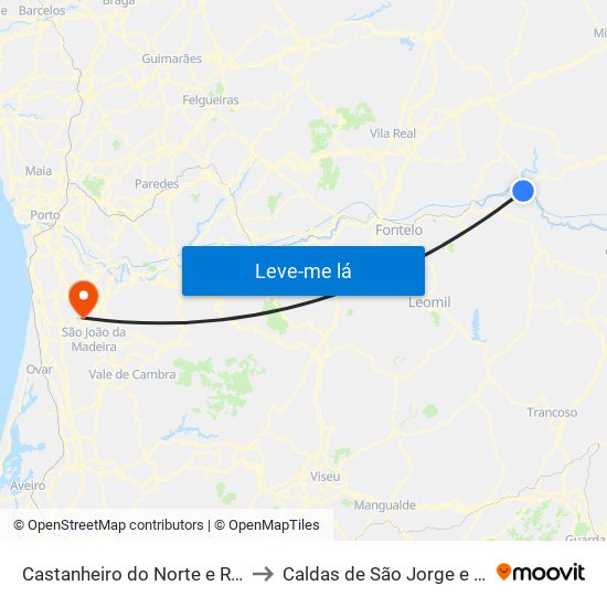 Castanheiro do Norte e Ribalonga to Caldas de São Jorge e Pigeiros map