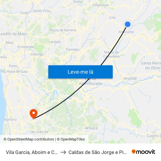 Vila Garcia, Aboim e Chapa to Caldas de São Jorge e Pigeiros map